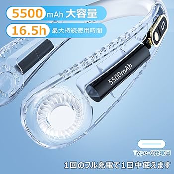 Amazon | SAMONIC 首掛け扇風機 ネックファン 5段階風量調節 大